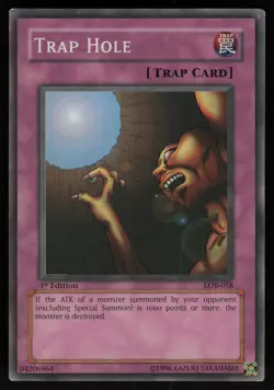 Trap Hole LOB-058 Super Rare 1st Edition GLOSSY YU-GI-OH - Image 1