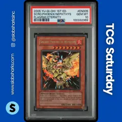 2005 YU-GI-OH! FLAMING ETERNITY 1ST ED. #EN005 SACRED PHOENIX OF NEPHTHYS PSA 10 - Image 1