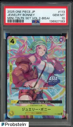 PSA 10 One Piece EXCLUSIVE Asia Mini Tin Vol 2 Jewelry Bonney Promo Foil P-113 - Image 1