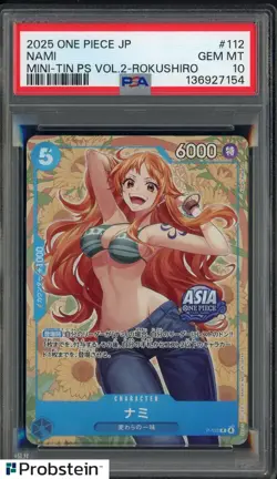 PSA 10 One Piece TCG EXCLUSIVE Asia Mini Ti Vol 2 Nami Promo Foil P-112 - Image 1