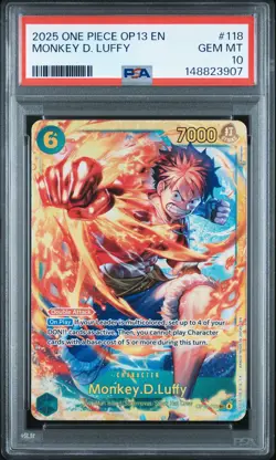 2025 ONE PIECE OP13-CARRYING ON HIS WILL #118 MONKEY D. LUFFY PSA 10 - Image 1