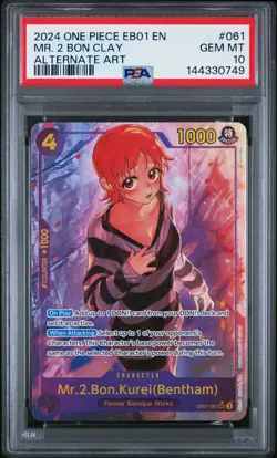2024 ONE PIECE EB01-MEMORIAL COLLECTION-ALT ART #061 MR. 2 BON CLAY PSA 10 - Image 1