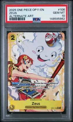 2025 ONE PIECE OP11-A FIST OF DIVINE SPEED ALTERNATE ART #106 ZEUS PSA 10 - Image 1