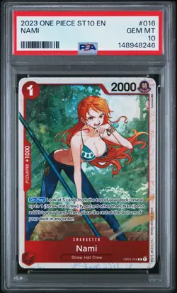 2023 ONE PIECE ULTRA DECK ST10-THE THREE CAPTAINS #016 NAMI PSA 10 - Image 1