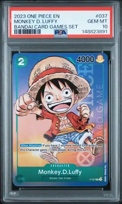 2023 ONE PIECE PROMOS BANDAI CARD GAMES SET #037 MONKEY D. LUFFY PSA 10 - Image 1