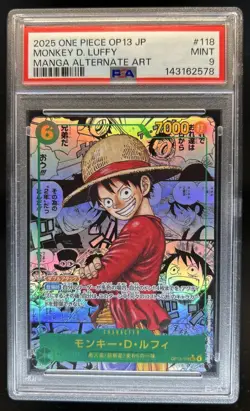 2025 One Piece Monkey D. Luffy Secret Rare Manga Alt Art #OP13-118 PSA 9 - Image 1
