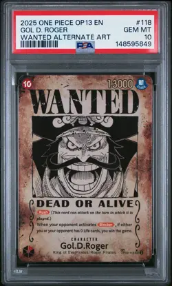2025 ONE PIECE CARRYING ON HIS WILL WANTED ALT ART #118 GOL D. ROGER PSA 10 - Image 1