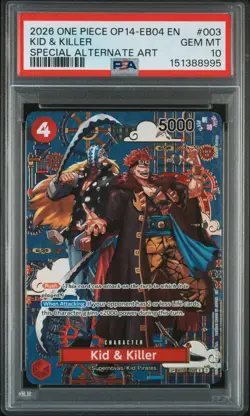 2026 ONE PIECE THE AZURE SEA'S SEVEN SPECIAL ALT ART #003 KID & KILLER PSA 10 - Image 1