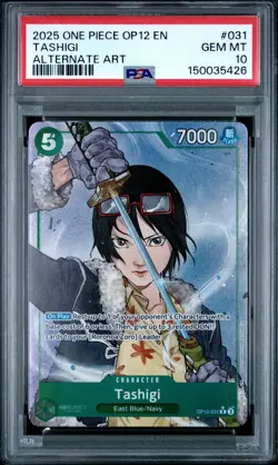2025 ONE PIECE OP12-LEGACY OF THE MASTER ALTERNATE ART #031 TASHIGI PSA 10 - Image 1