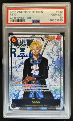 2025 One Piece Sabo Secret Rare Alt Art Alternative #OP13-120 PSA 10 GEM MINT - Image 1