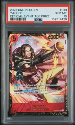 2025 ONE PIECE PROMOS OFFICIAL EVENT TOP PRIZE #013 YASOPP PSA 10 - Image 1