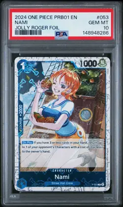 2024 ONE PIECE PRB01-PREMIUM BOOSTER THE BEST-JOLLY ROGER FOIL #053 NAMI PSA 10 - Image 1