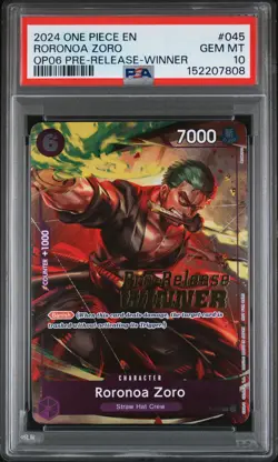 2024 ONE PIECE WINGS OF THE CAPTAIN PRE-RELEASE-WINNER RORONOA ZORO PSA 10 - Image 1