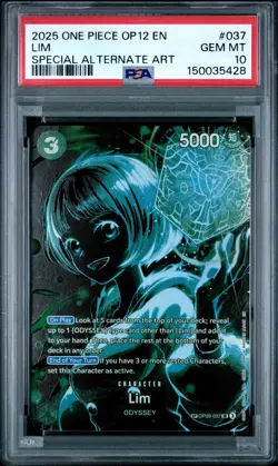 2025 ONE PIECE OP12-LEGACY OF THE MASTER SPECIAL ALTERNATE ART #037 LIM PSA 10 - Image 1