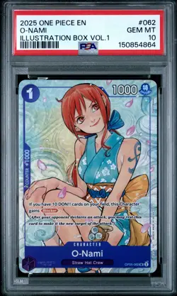 2025 ONE PIECE PROMOS ILLUSTRATION BOX VOL.1 #062 O-NAMI PSA 10 - Image 1
