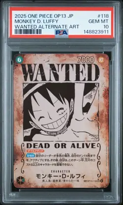 2025 ONE PIECE JAPANESE OP13-CARRYING ON HIS WILL #118 MONKEY D. LUFFY PSA 10 - Image 1