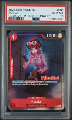 2025 ONE PIECE CHAMPIONSHIP 25-26 TOP PLAYER PACK 2 FINALIST #069 KOALA PSA 10 - Image 1