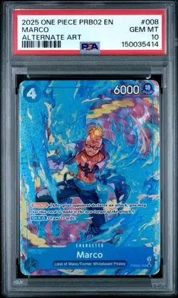 2025 ONE PIECE PRB02-PREMIUM BOOSTER THE BEST- VOL.2 ALTERNATE ART MARCO PSA 10 - Image 1