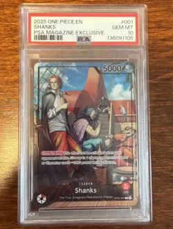 2025 ONE PIECE PROMOS PSA MAGAZINE EXCLUSIVE #001 SHANKS PSA 10 - Image 1