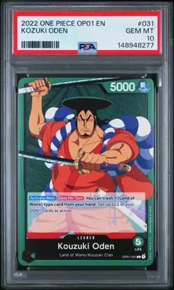 2022 ONE PIECE OP01-ROMANCE DAWN #031 KOZUKI ODEN PSA 10 - Image 1
