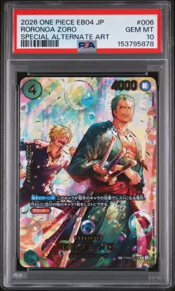 2026 ONE PIECE JAPANESE EB04-EGGHEAD CRISIS SPECIAL ALT ART RORONOA ZORO PSA 10 - Image 1