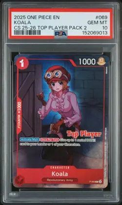2025 ONE PIECE CHAMPIONSHIP 25-26 TOP PLAYER PACK 2 #069 KOALA PSA 10 - Image 1