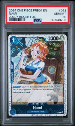 2024 ONE PIECE PRB01-PREMIUM BOOSTER THE BEST JOLLY ROGER FOIL #053 NAMI PSA 10 - Image 1