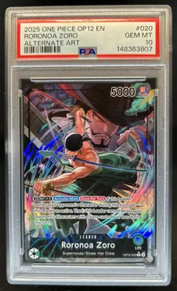 2025 One Piece Legacy of the Master Roronoa Zoro Alternate Art #OP12-020 PSA 10 - Image 1