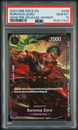 2024 ONE PIECE WINGS OF THE CAPTAIN PRE-RELEASE-WINNER #045 RORONOA ZORO PSA 10 - Image 1