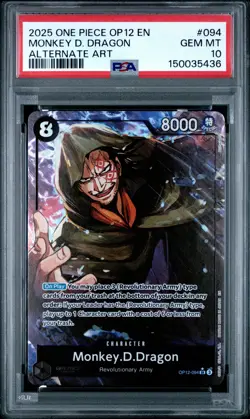 2025 ONE PIECE OP12-LEGACY OF THE MASTER ALTERNATE ART MONKEY D. DRAGON PSA 10 - Image 1