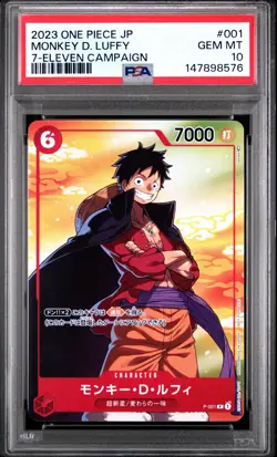 2023 ONE PIECE JAPANESE PROMOS 7-ELEVEN CAMPAIGN #001 MONKEY D. LUFFY PSA 10 - Image 1