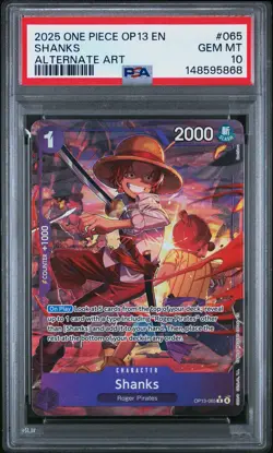 2025 ONE PIECE OP13-CARRYING ON HIS WILL ALTERNATE ART #065 SHANKS PSA 10 - Image 1