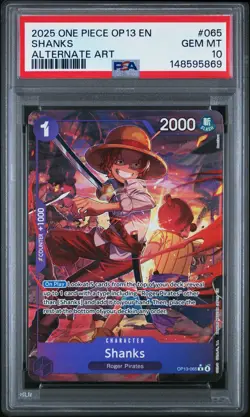 2025 ONE PIECE OP13-CARRYING ON HIS WILL ALTERNATE ART #065 SHANKS PSA 10 - Image 1