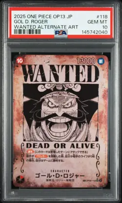 2025 ONE PIECE JPN CARRYING ON HIS WILL WANTED ALT ART #118 GOL D. ROGER PSA 10 - Image 1