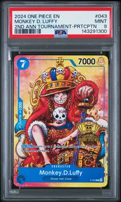 2024 ONE PIECE PROMO ANNIVERSARY TOURNAMENT-PARTICIPATION MONKEY D. LUFFY PSA 9 - Image 1