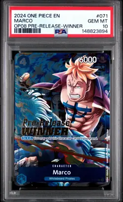 2024 ONE PIECE PROMOS TWO LEGENDS PRE-RELEASE-WINNER #071 MARCO PSA 10 - Image 1