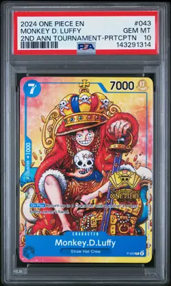 2024 ONE PIECE PROMOS ANNIVERSARY TOURNAMENT #043 MONKEY D. LUFFY PSA 10 - Image 1
