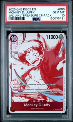 2025 ONE PIECE 3RD ANNIVERSARY! TREASURE CAMPAIGN #006 MONKEY D. LUFFY PSA 10 - Image 1