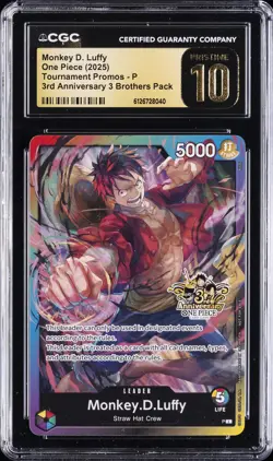 2025 ONE PIECE PROMOS 3RD ANNIVERSARY TOURNAMENT MONKEY D. LUFFY CGC 10 PRISTINE - Image 1