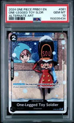 2024 ONE PIECE PRB01-ALTERNATE ART #081 ONE-LEGGED TOY SOLDIER PSA 10 - Image 1