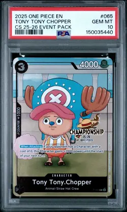 2025 ONE PIECE CHAMPIONSHIP 2025-26 EVENT PACK #065 TONY TONY CHOPPER PSA 10 - Image 1