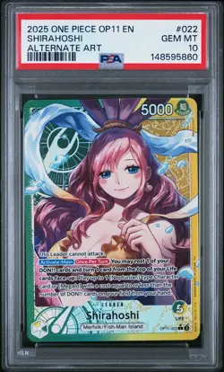 2025 ONE PIECE OP11-A FIST OF DIVINE SPEED ALTERNATE ART #022 SHIRAHOSHI PSA 10 - Image 1