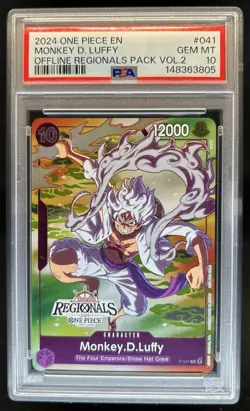 2024 One Piece Offline Regionals Pack V2 Monkey D Luffy #P-041 PSA 10 GEM MINT - Image 1
