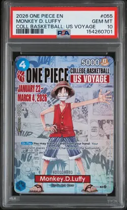 2026 ONE PIECE PROMOS COLLEGE BASKETBALL: US VOYAGE MONKEY D. LUFFY PSA 10 - Image 1