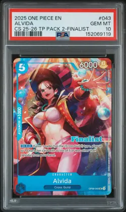 2025 ONE PIECE CHAMPIONSHIP 25-26 TOP PLAYER PACK 2 FINALIST #043 ALVIDA PSA 10 - Image 1