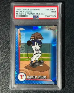 2025 Topps Chrome Disney Sapphire Mickey Mouse MLB Texas Rangers #MLBH-10 PSA 9 - Image 1