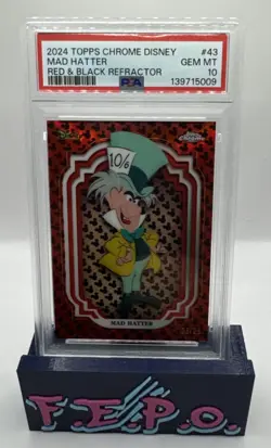 2024 Topps Chrome Disney Red & Black Refractor Mad Hatter 28/28 PSA 10 - Image 1