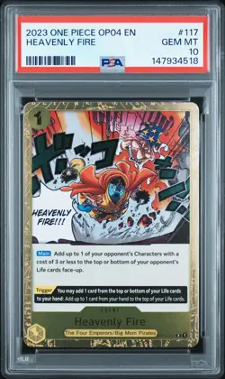 2023 ONE PIECE OP04-KINGDOMS OF INTRIGUE #117 HEAVENLY FIRE PSA 10 - Image 1