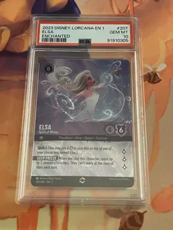 Ravensburger Disney Lorcana Elsa Spirit of Winter Enchanted Holo PSA 10 207/204 - Image 1