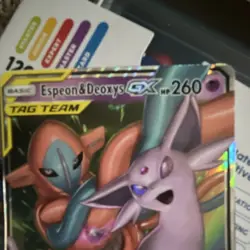 Espeon & Deoxys GX TAG TEAM Ultra Rare Holo Pokemon Card 72/236 260 HP - Image 4